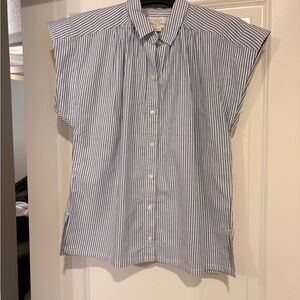 Trovata Blue and White Striped Birds of Paridis xs shirt blouse top xs nwt